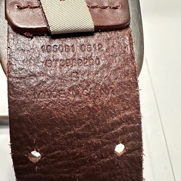 Fossil Brown Leather Belt Geometric Diamond Cutout Western Boho Brass Buckle S‎